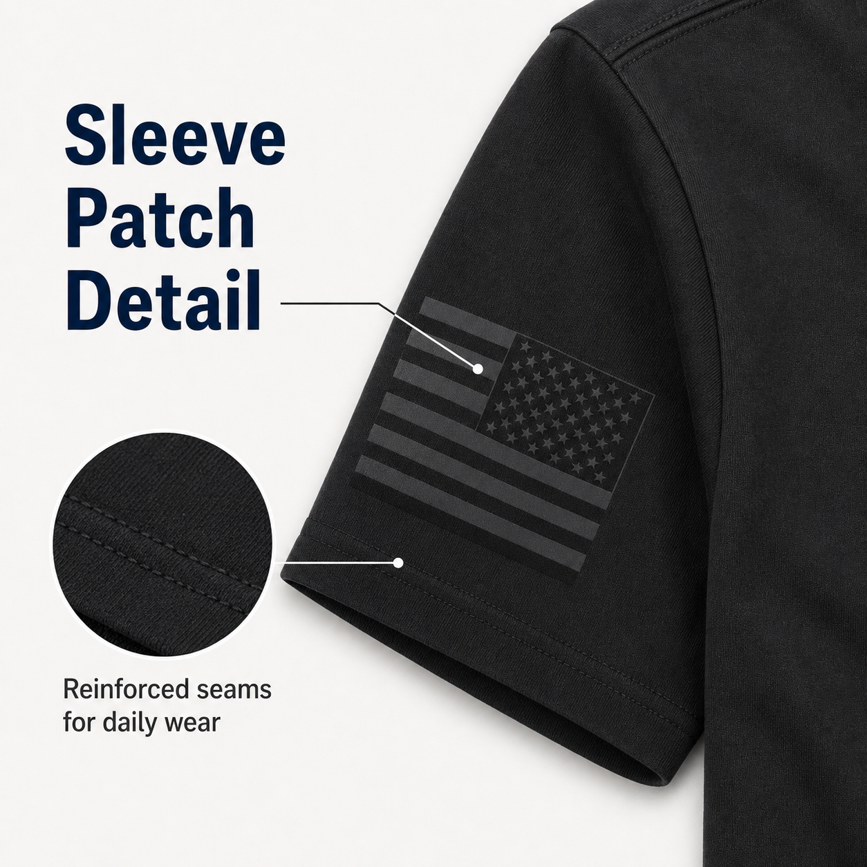 Sleeve patch and stitching detail image