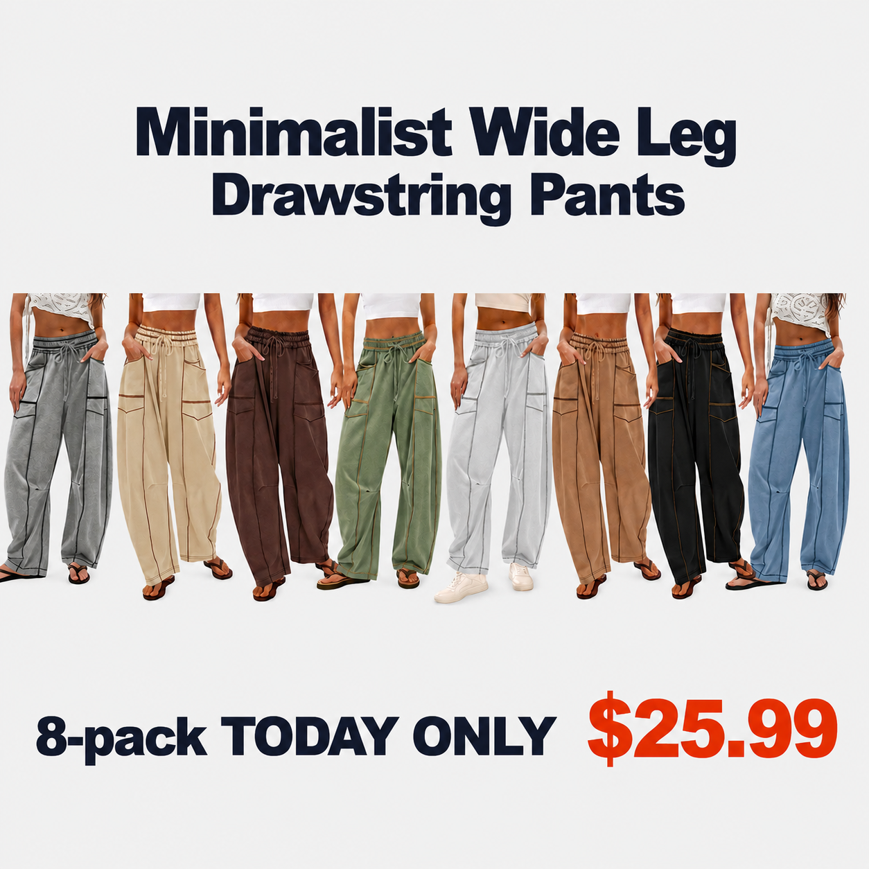 Minimalist Wide Leg Drawstring Pants