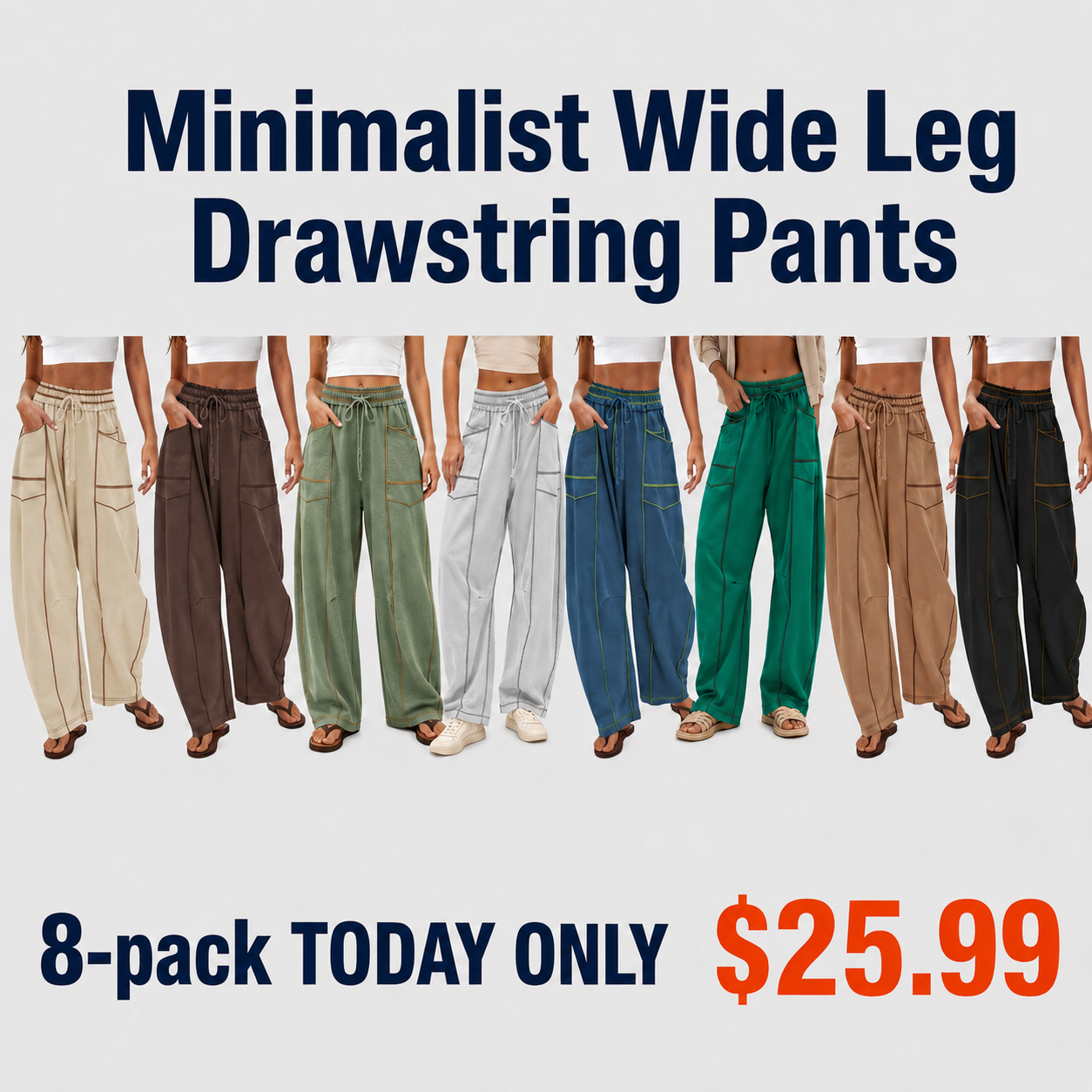 Minimalist Wide Leg Drawstring Pants