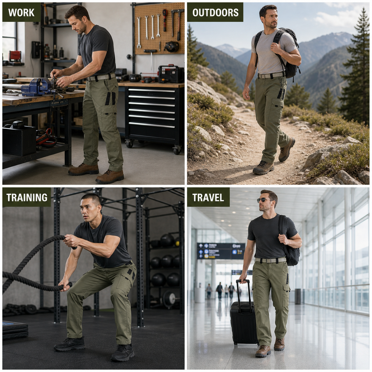Multi-pocket work pants for work outdoor training and travel