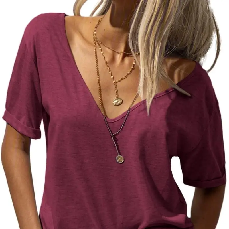 Women's Deep V Neck Breathable Summer Tee