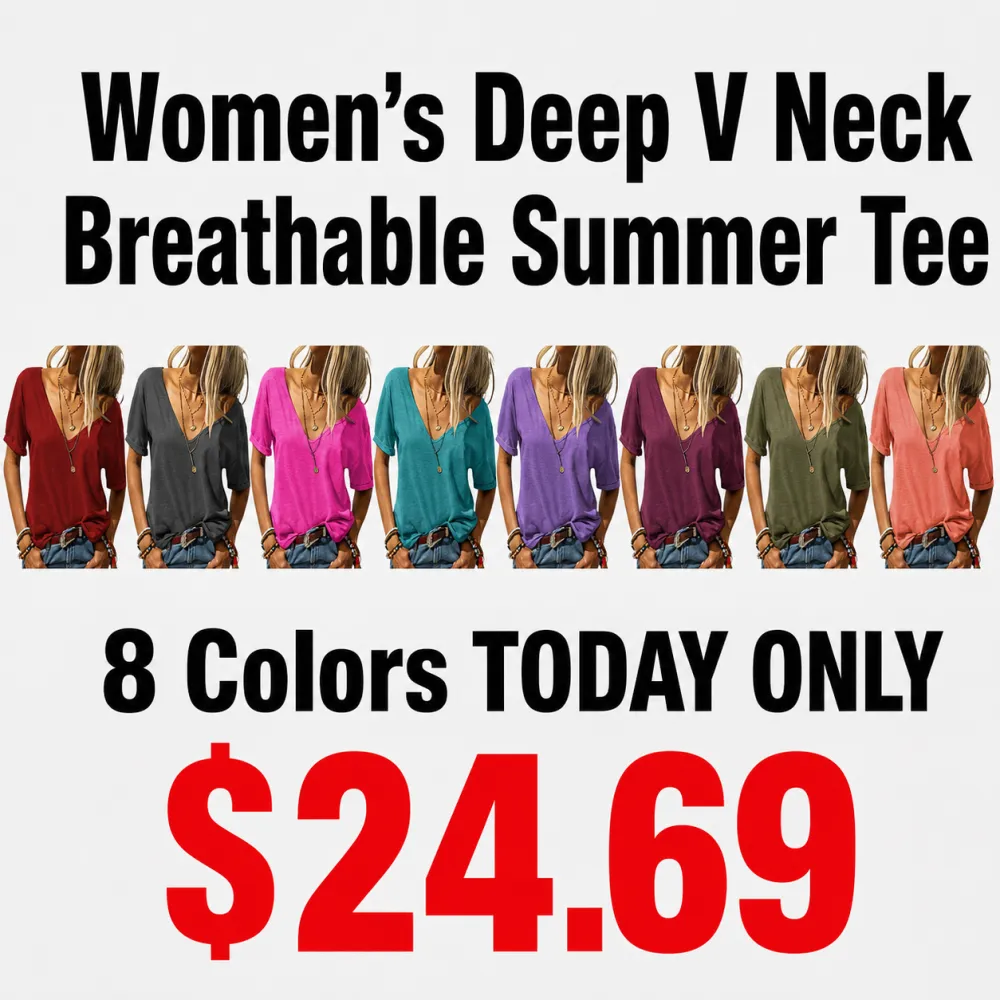 Women's Deep V Neck Breathable Summer Tee