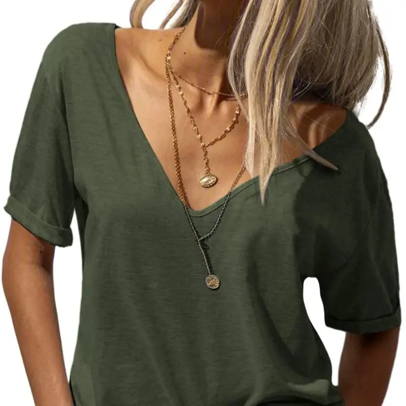 Women's Deep V Neck Breathable Summer Tee