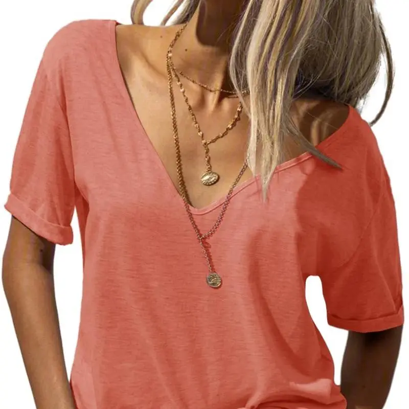 Women's Deep V Neck Breathable Summer Tee