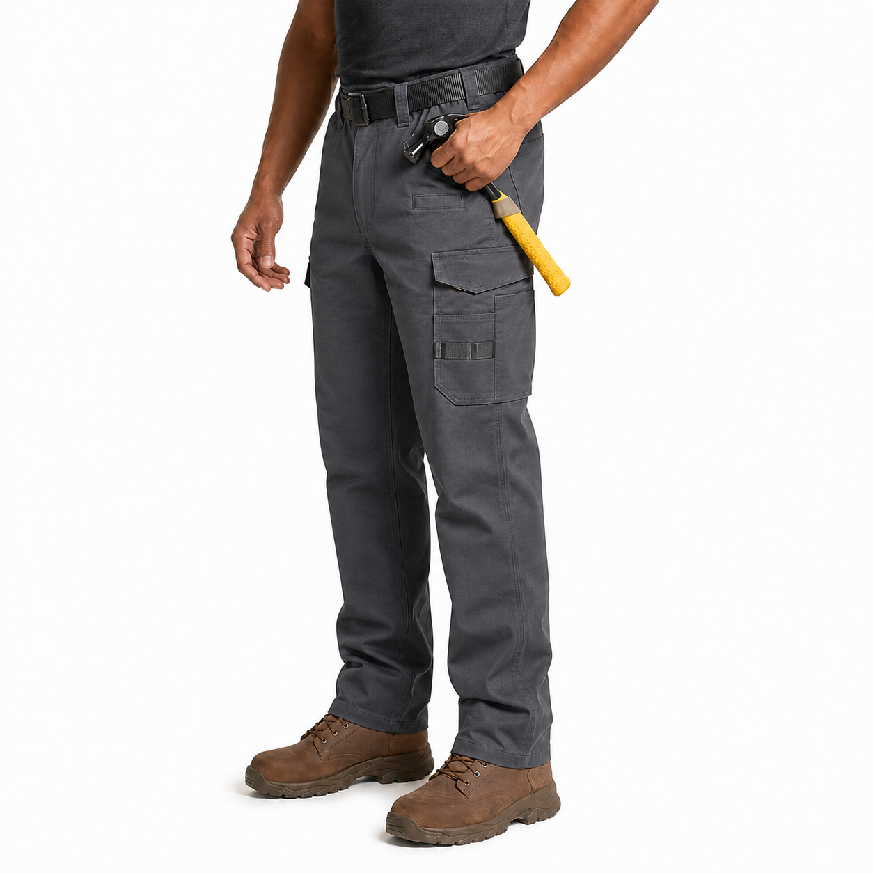 Charcoal multi-pocket work pants single-color model image