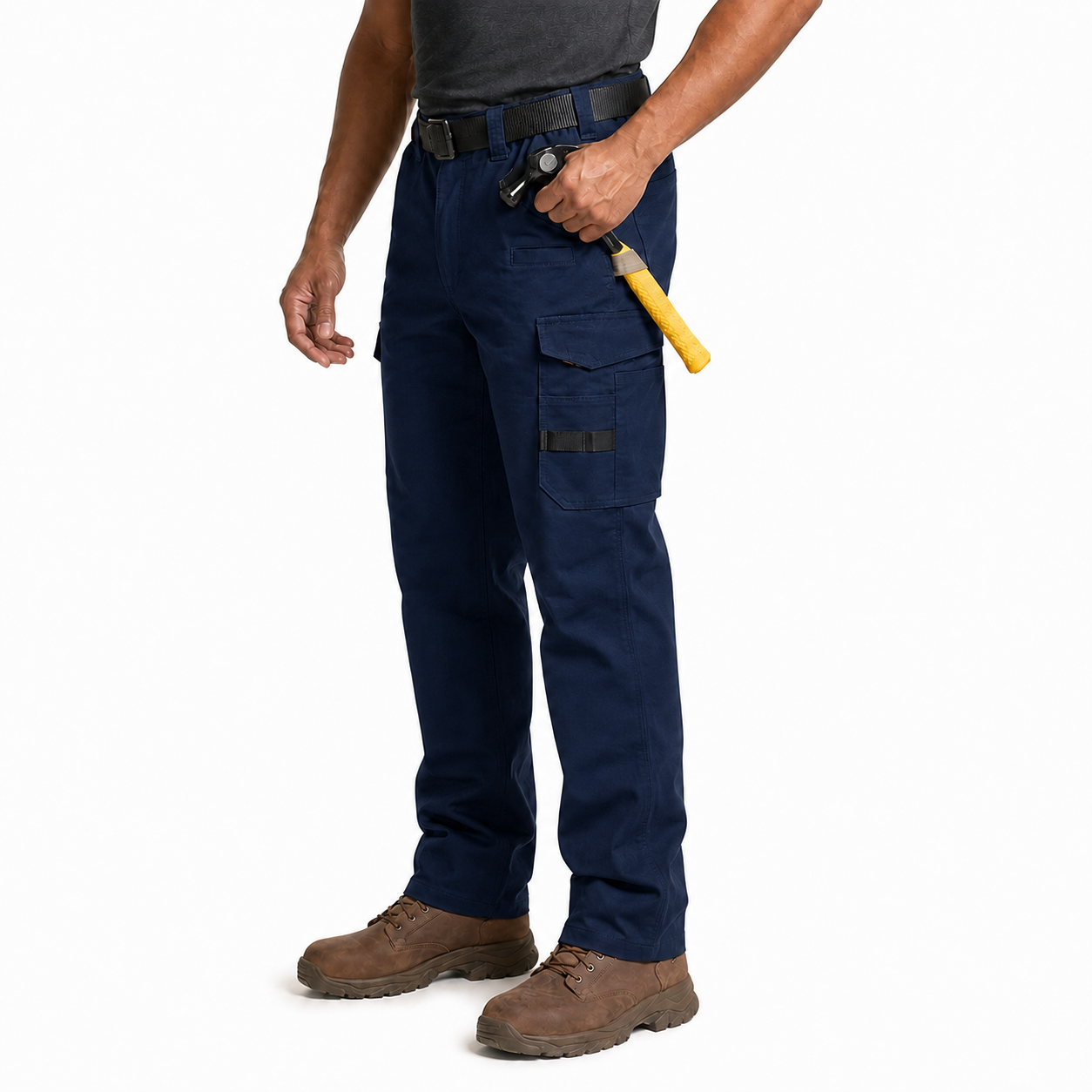 Navy multi-pocket work pants single-color model image