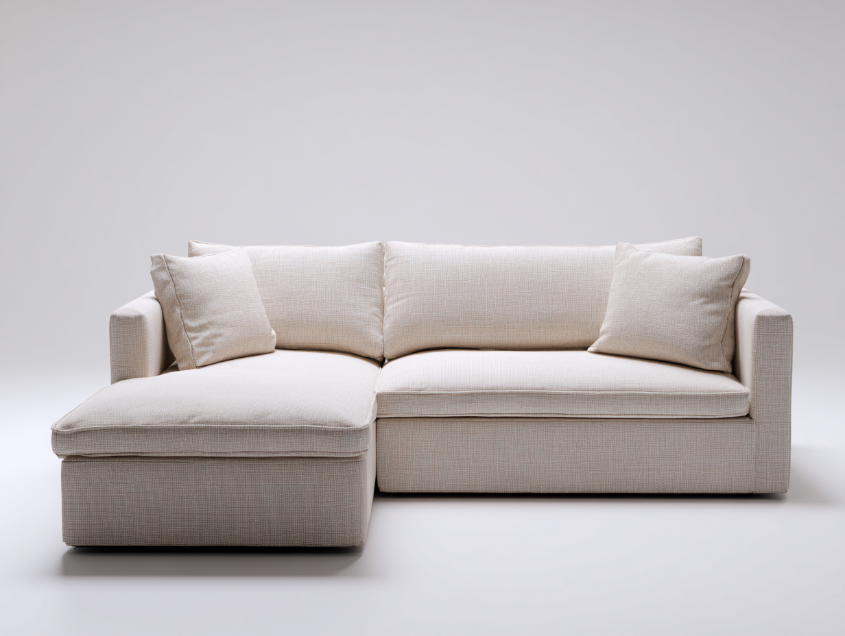 Ecksofa Stoff 246x156x84 cm - Cremebeige - modernes Wohnzimmersofa mit Ottomane-Ritidohome