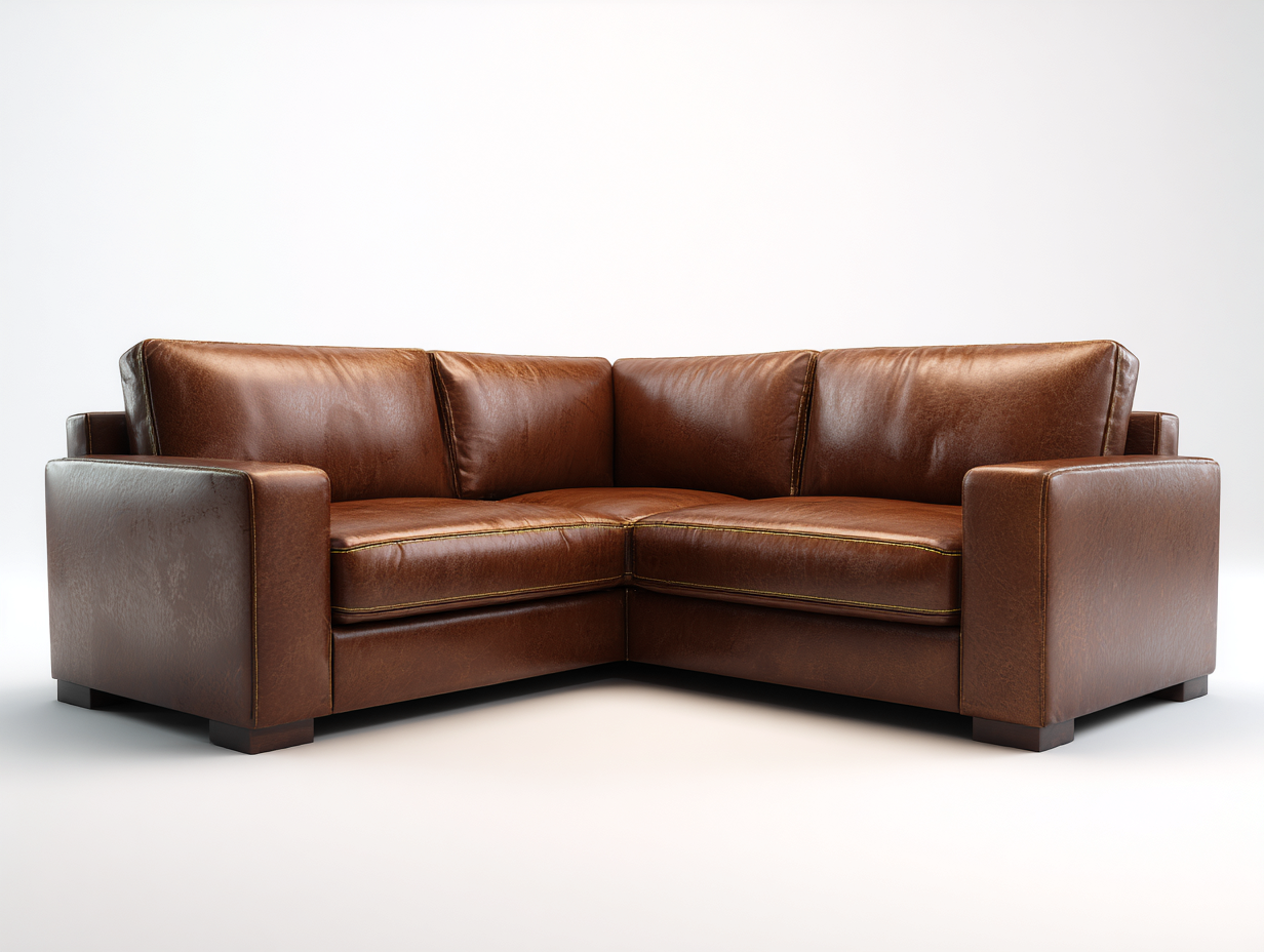 Ecksofa Kunstleder 238x238x84 cm - Braun - modernes Wohnzimmersofa im markanten Design-Ritidohome