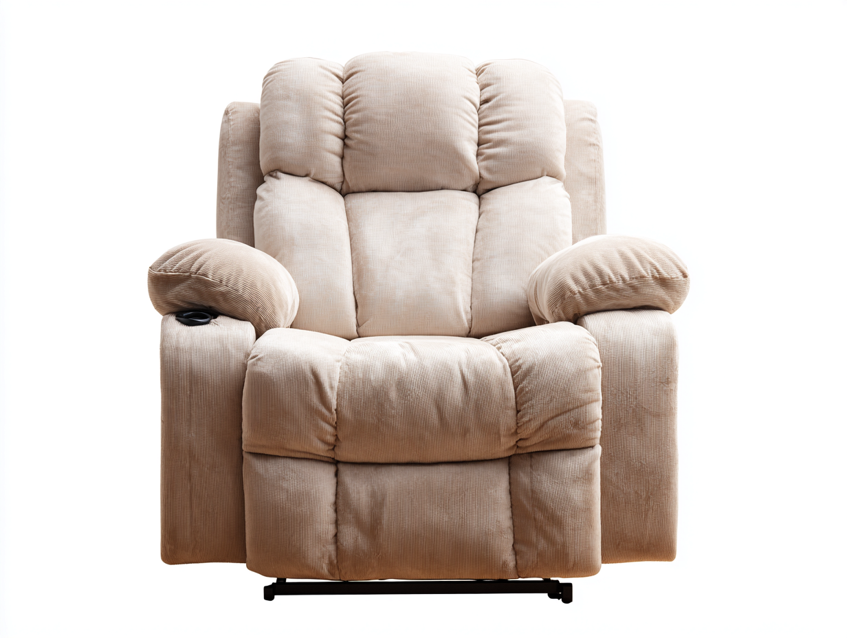Liegesessel Cordstoff 92x96x108 cm Beige Gepolsterter Relaxsessel mit Becherhalter-Ritidohome