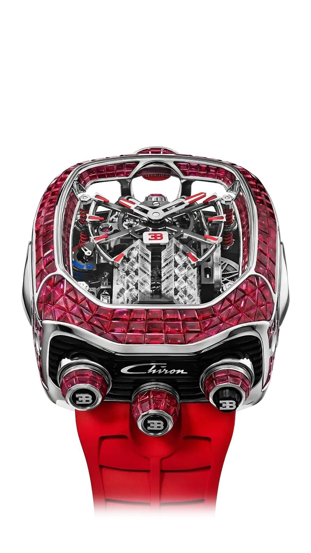 Bugatti Chiron Tourbillon Baguette |  White Gold (Rubies)