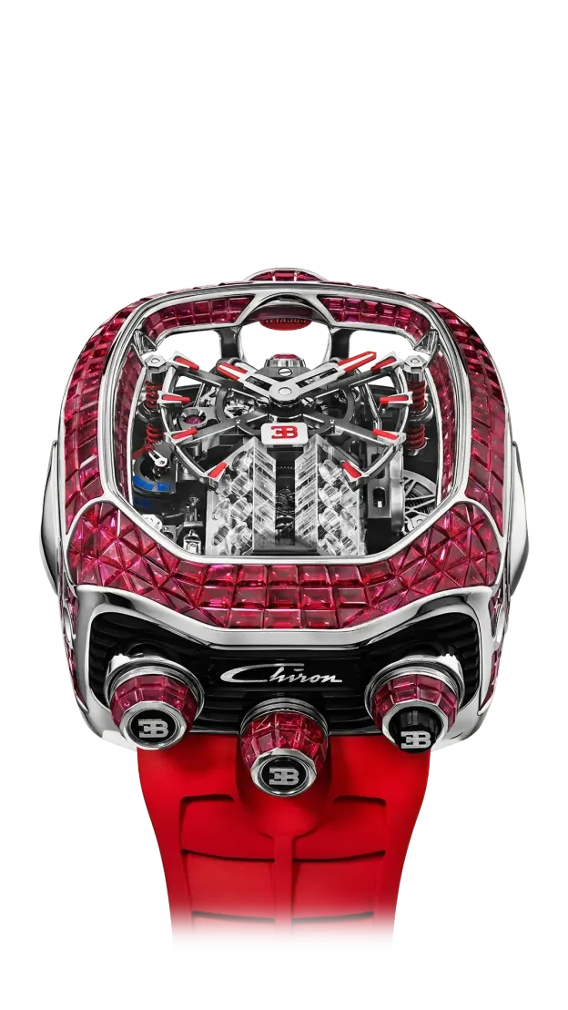 Bugatti Chiron Tourbillon Baguette |  White Gold (Rubies)