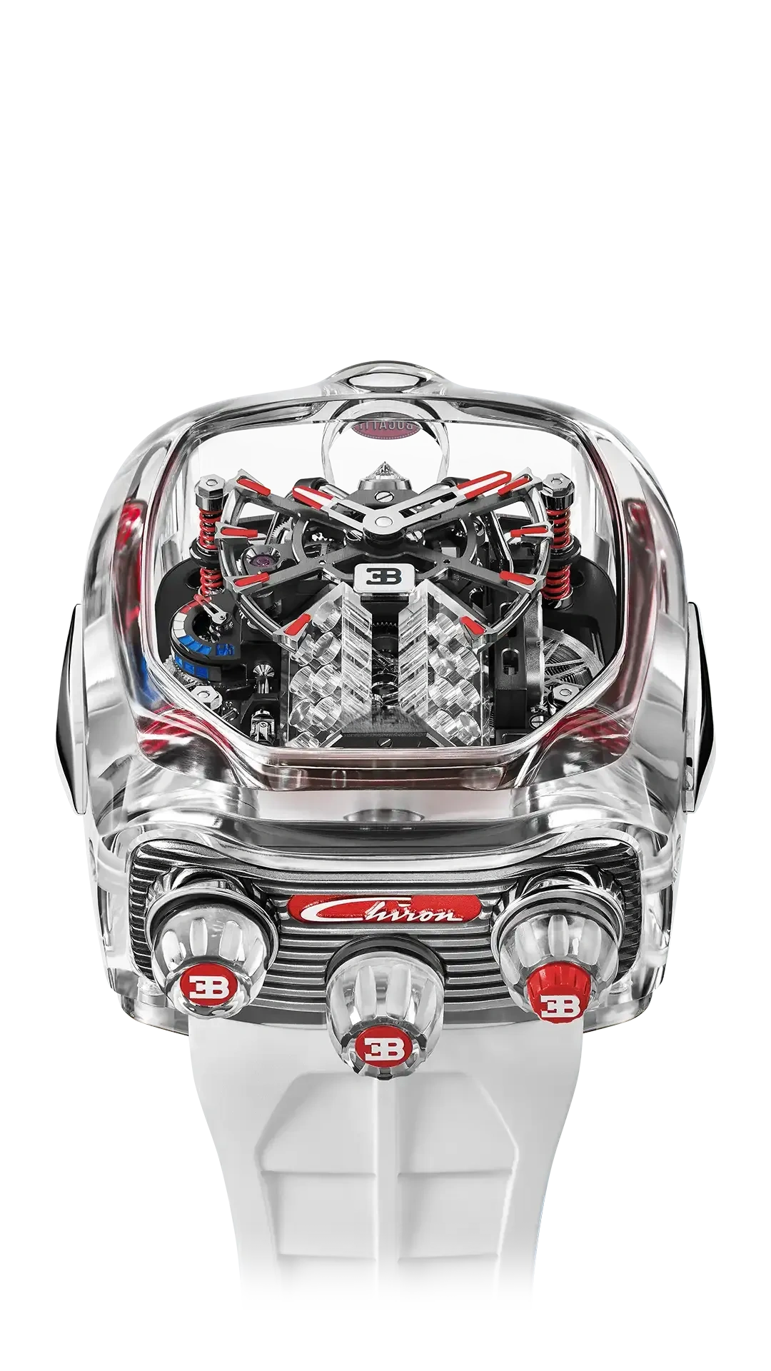 Bugatti Chiron Tourbillon Sapphire Crystal |  Red Accents