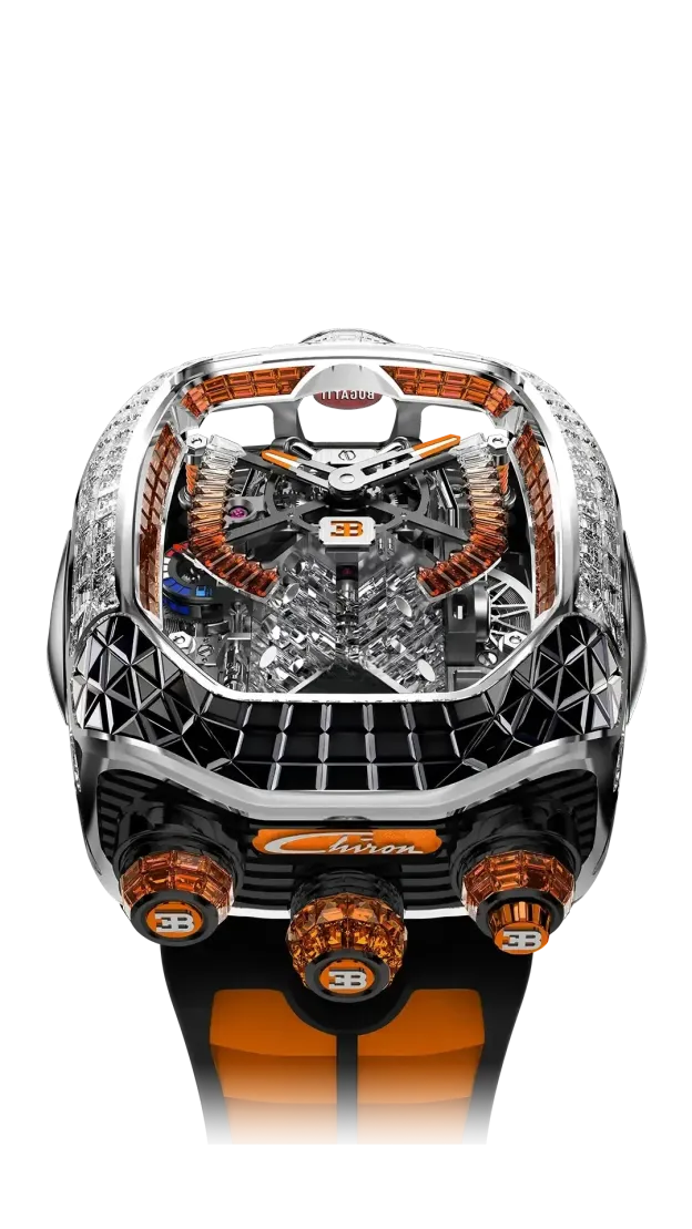 Bugatti Chiron Tourbillon Baguette |  Diamonds with Black and Orange Degrade Sapphires