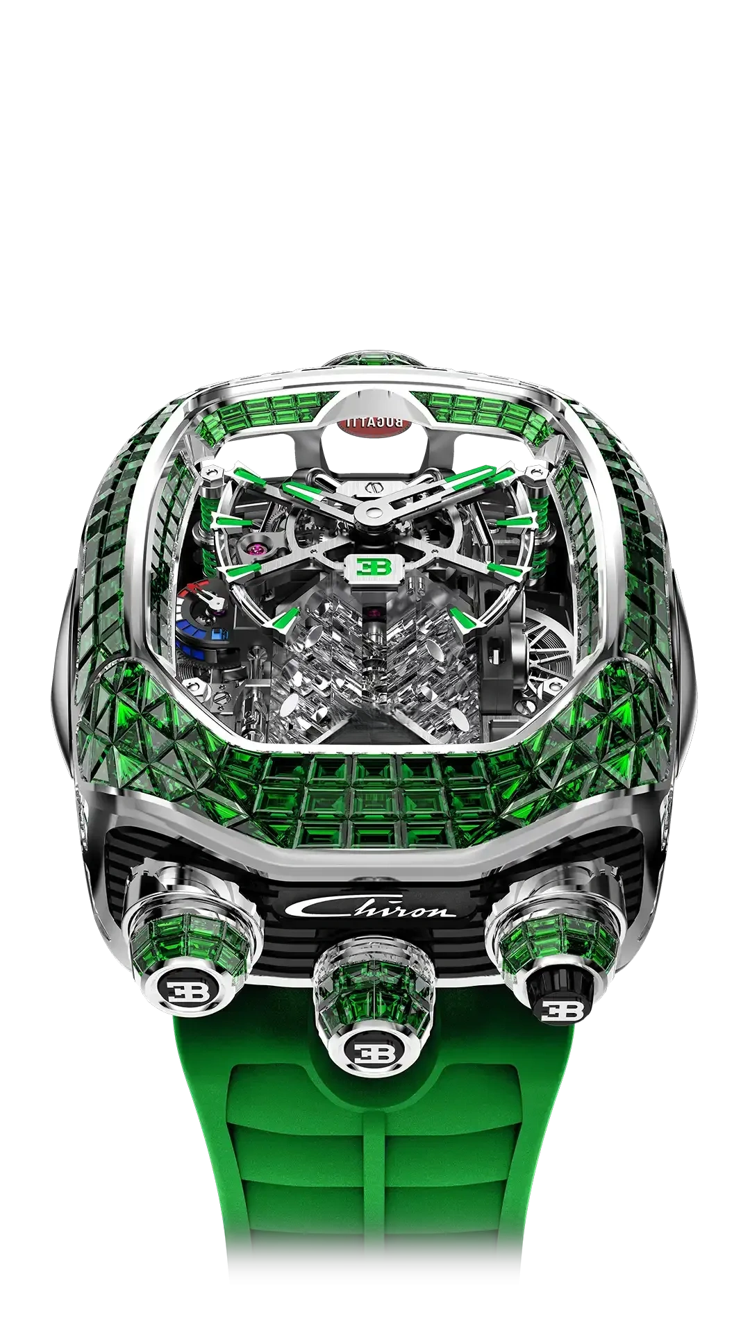 Bugatti Chiron Tourbillon Baguette |  White Gold (Tsavorites)
