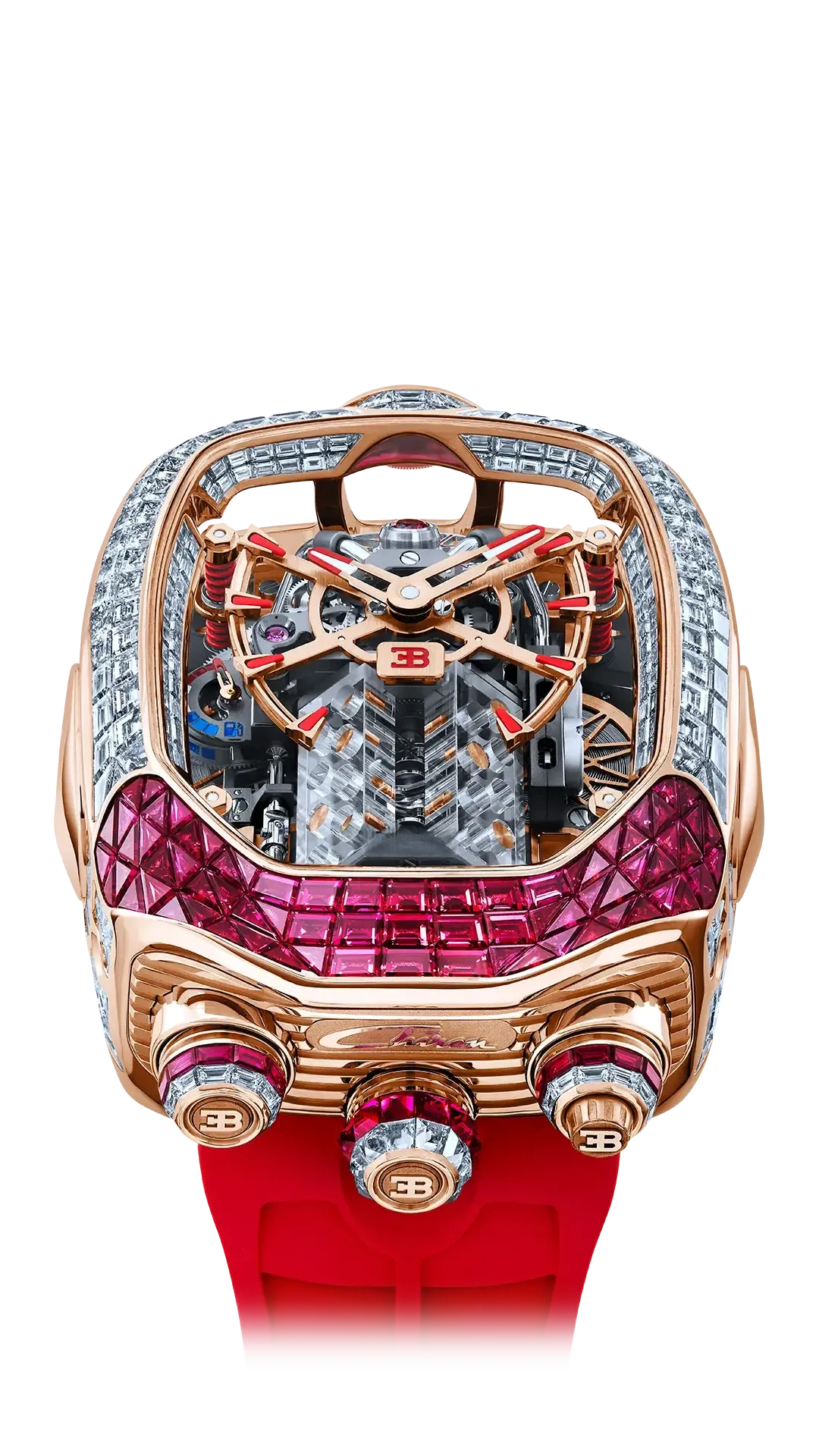 Bugatti Chiron Tourbillon Baguette |  Rubies and White Diamonds