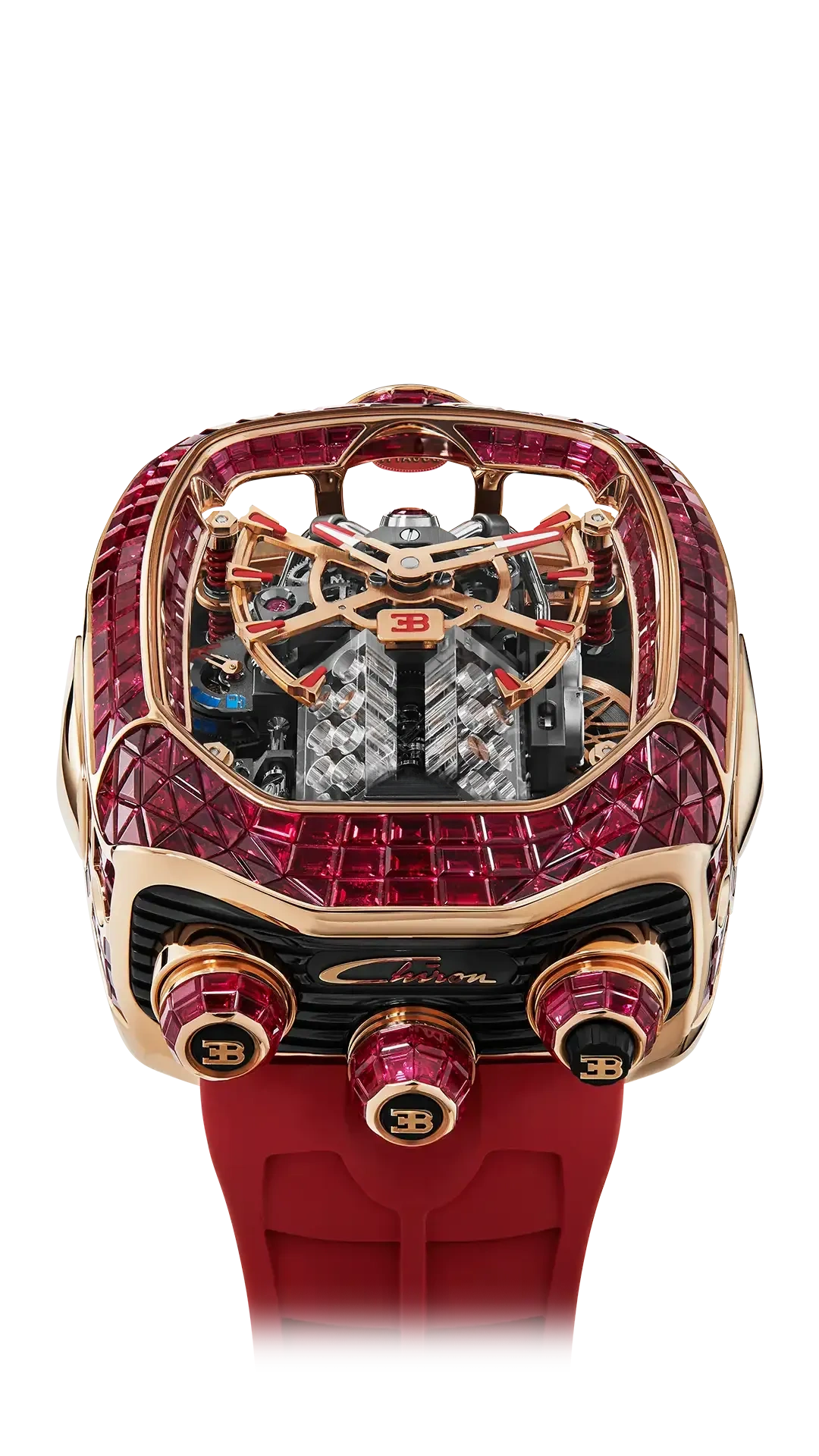 Bugatti Chiron Tourbillon Baguette |  Rose Gold (Rubies)