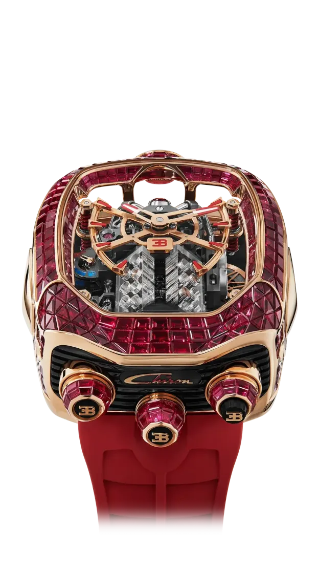 Bugatti Chiron Tourbillon Baguette |  Rose Gold (Rubies)
