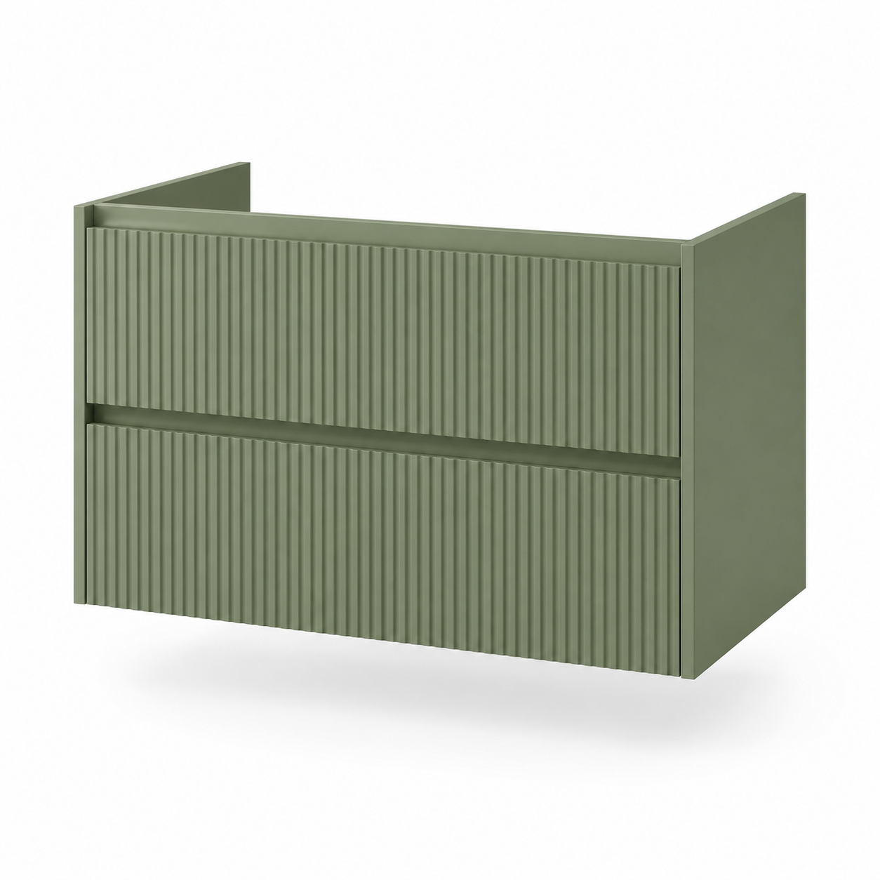 Schwebender Waschbeckenunterschrank Salbeigrün Matt 80x45x50 cm mit Rillenfront-FurnaroHome