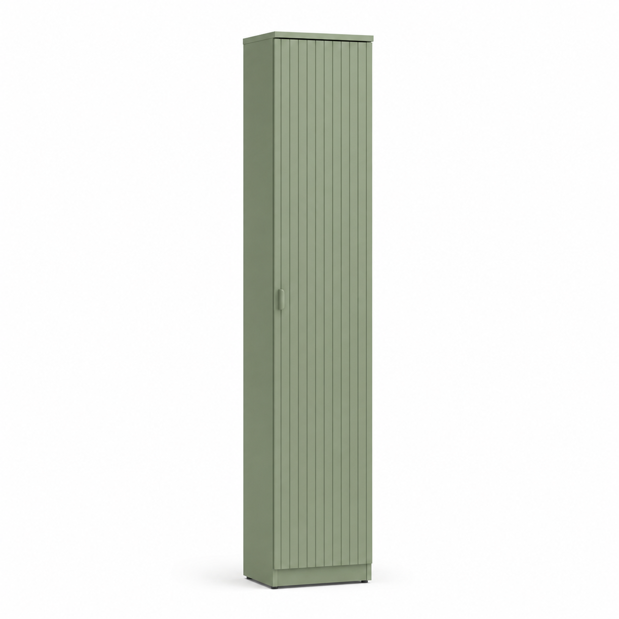 Schmaler Bad Hochschrank Salbeigrün 35x32x160 cm mit Rillenfront-FurnaroHome