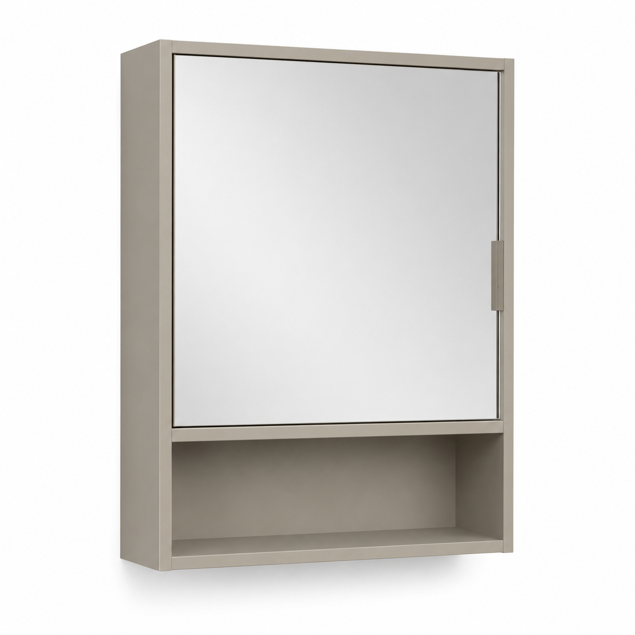 Bad Hängeschrank Sandgrau 50x24x70 cm mit Spiegeltür und Ablage-FurnaroHome