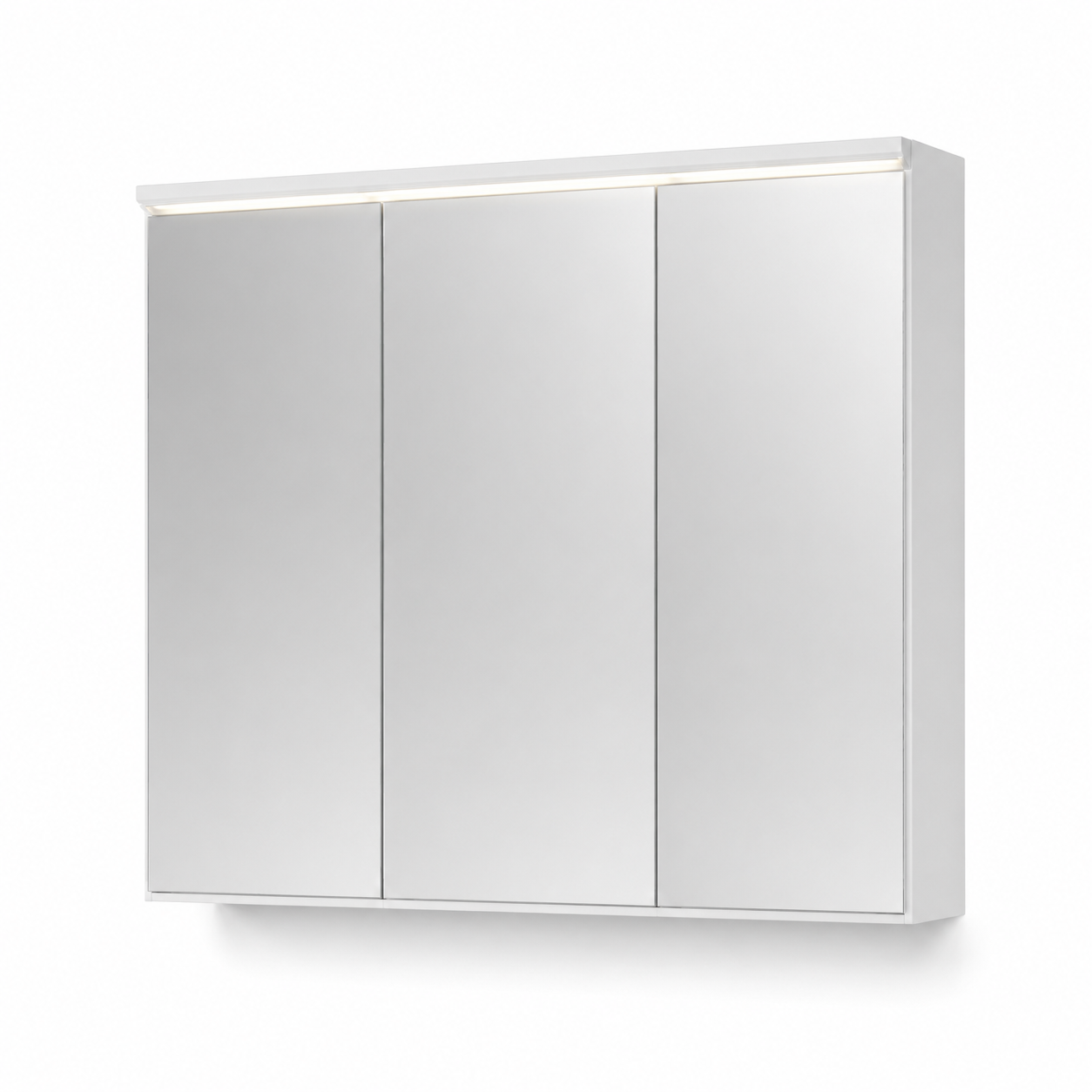 LED Spiegelschrank Weiß Matt 60x16x70 cm mit Steckdose und drei Türen-FurnaroHome