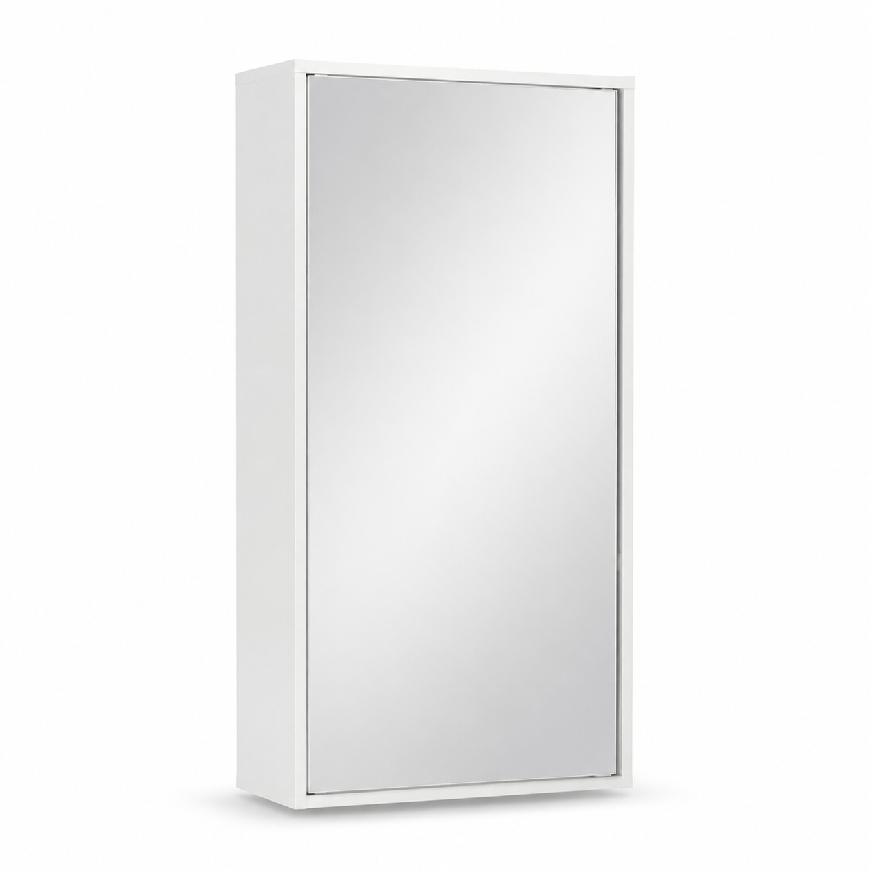 Schmaler Spiegelschrank Weiß 45x14x65 cm für Gäste WC und kleine Bäder-FurnaroHome