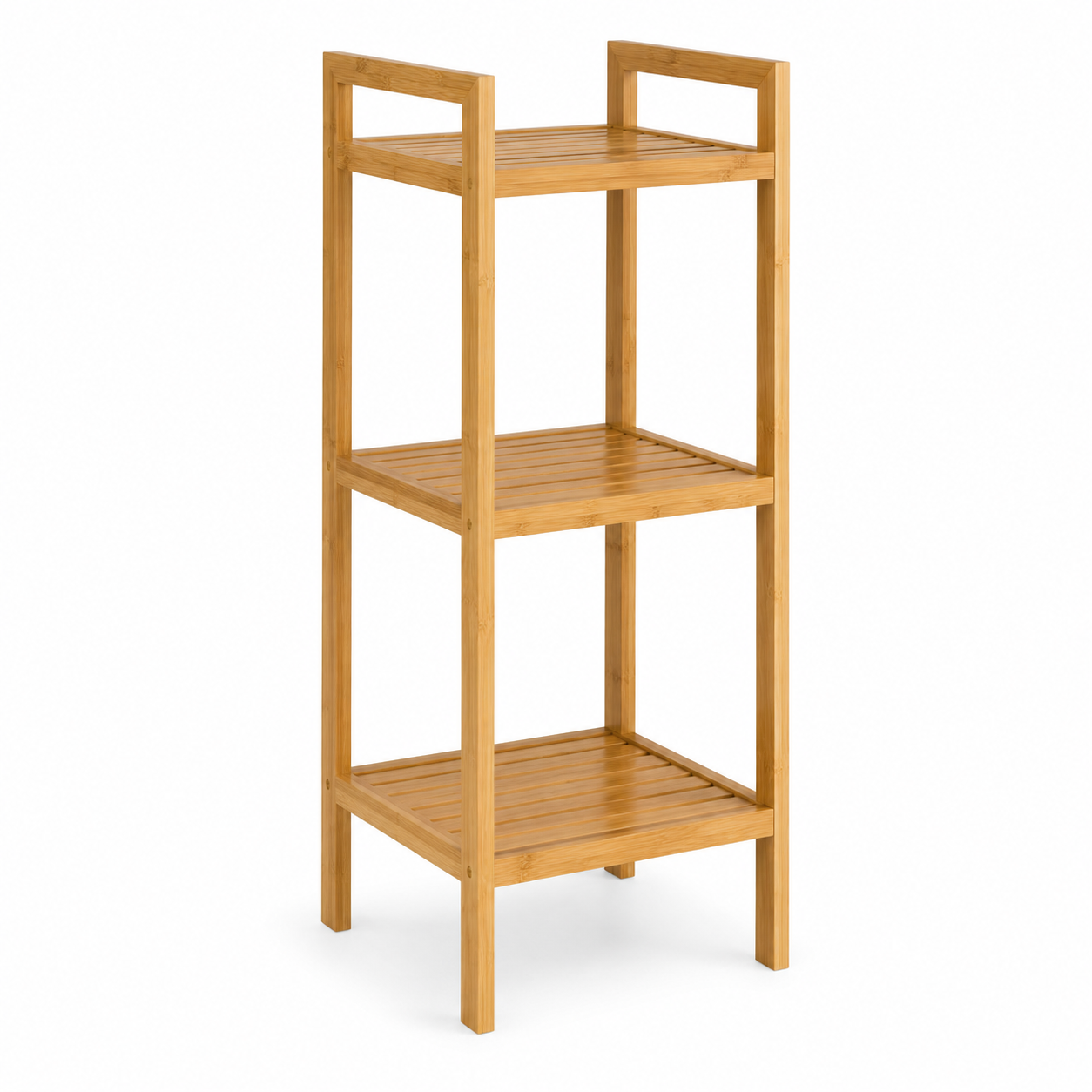 Badregal Bambus Natur 40x33x120 cm mit drei offenen Ablagen-FurnaroHome