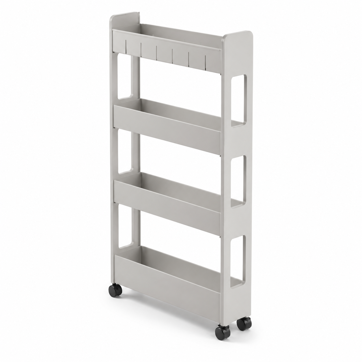 Nischenregal Sandgrau 18x45x86 cm mit Rollen für Bad und Küche-FurnaroHome