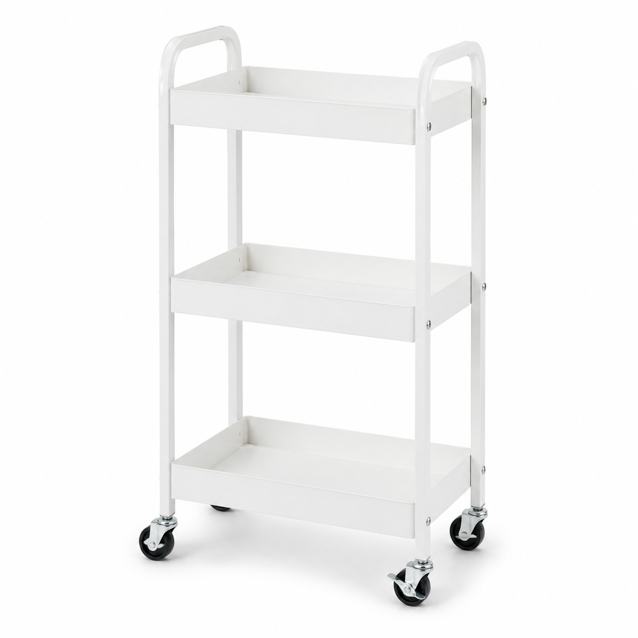 Schmaler Servierwagen Weiß 60x40x90 cm mit drei Ebenen-FurnaroHome