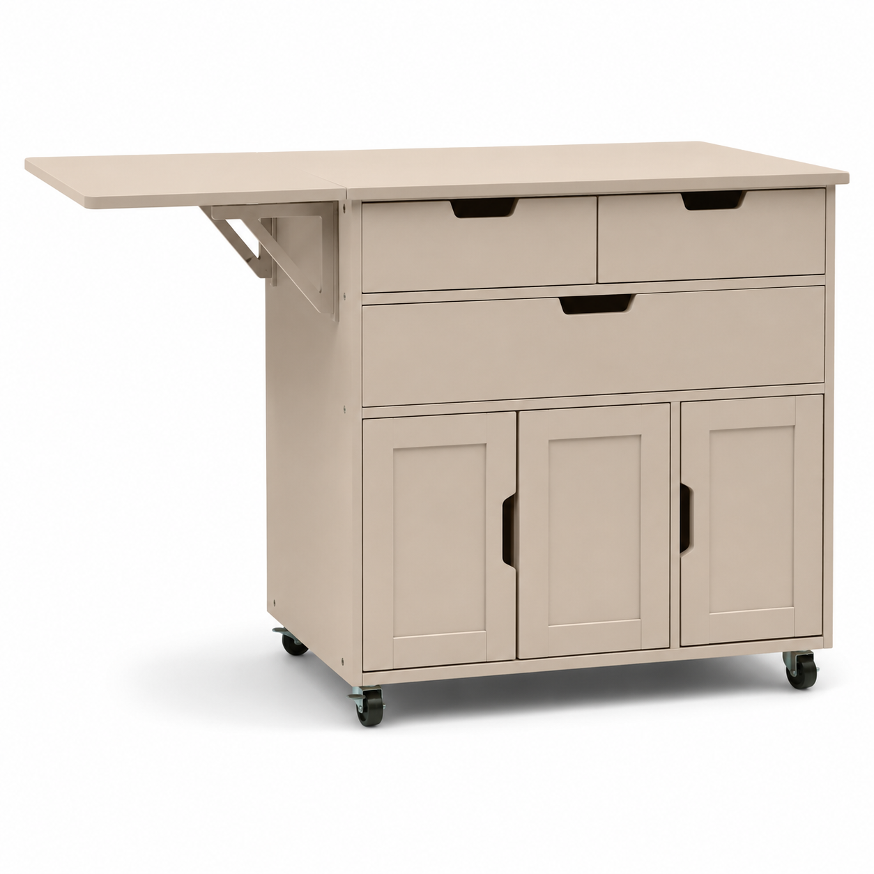 Kompakte Kücheninsel Kaschmir Beige 110x55x92 cm mit Klapptisch-FurnaroHome
