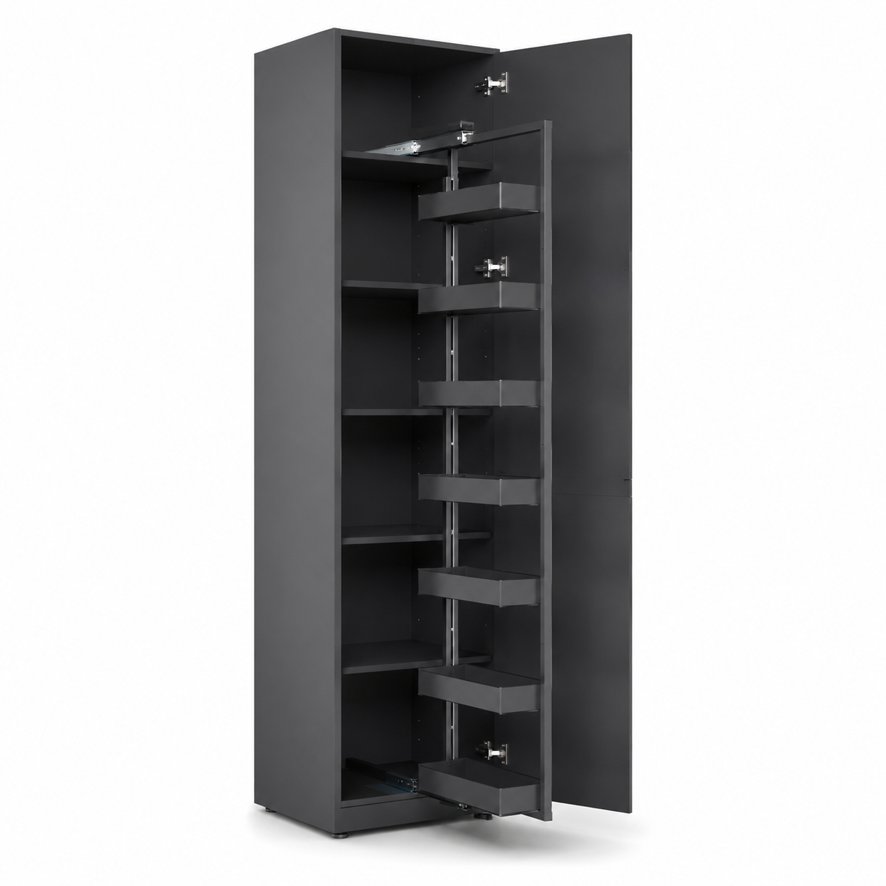 Hoher Vorratsschrank Anthrazit 70x42x190 cm mit Auszug und Soft Close-FurnaroHome