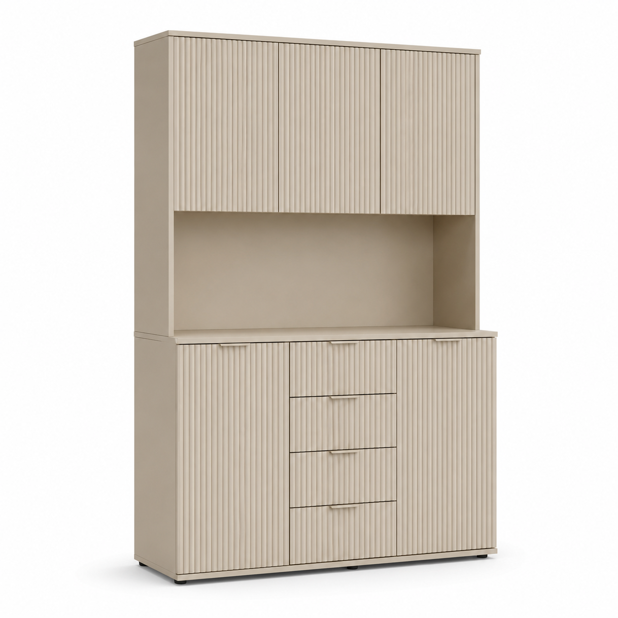 Buffet Küchenschrank Kaschmir Beige 120x45x180 cm mit Rillenfront-FurnaroHome