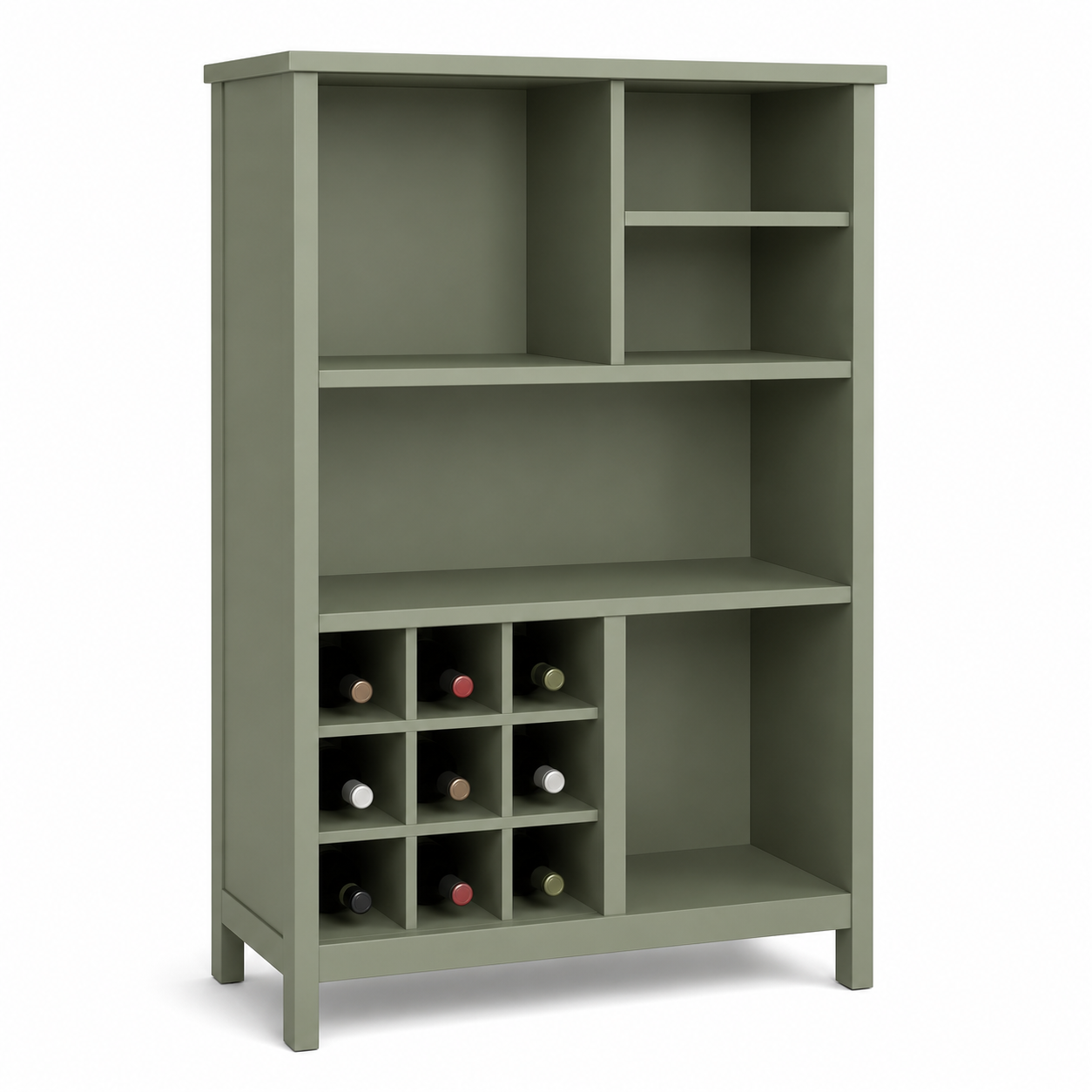 Offenes Küchenregal Salbeigrün 80x30x110 cm mit Flaschenfach-FurnaroHome