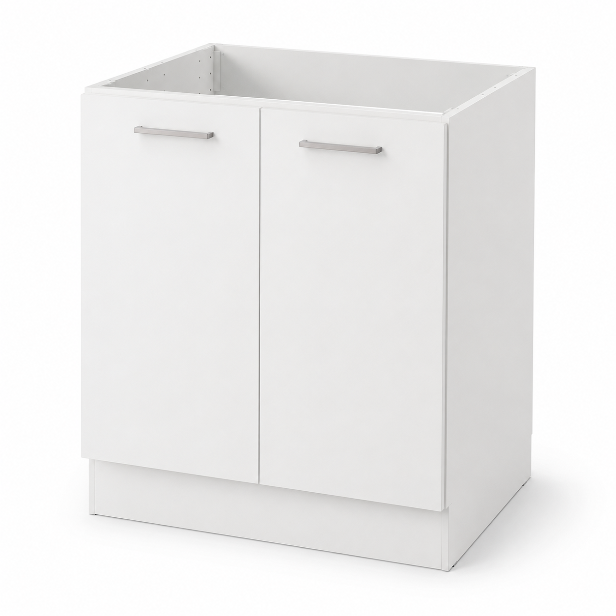 Spülenunterschrank Weiß Matt 80x60x85 cm mit zwei Türen und Siphonausschnitt-FurnaroHome