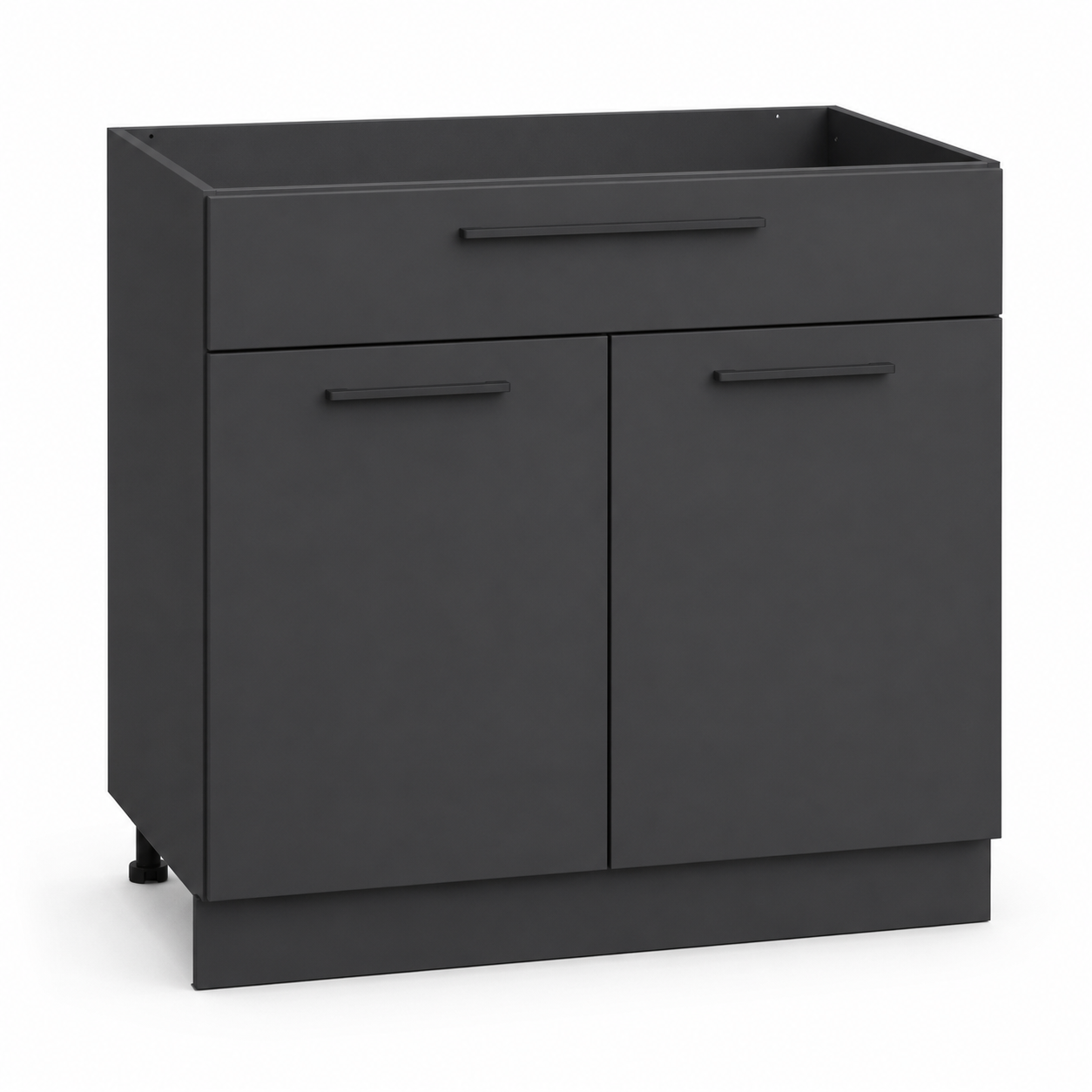 Spülenunterschrank Anthrazit 100x60x85 cm mit Schublade und Mülltrennung-FurnaroHome