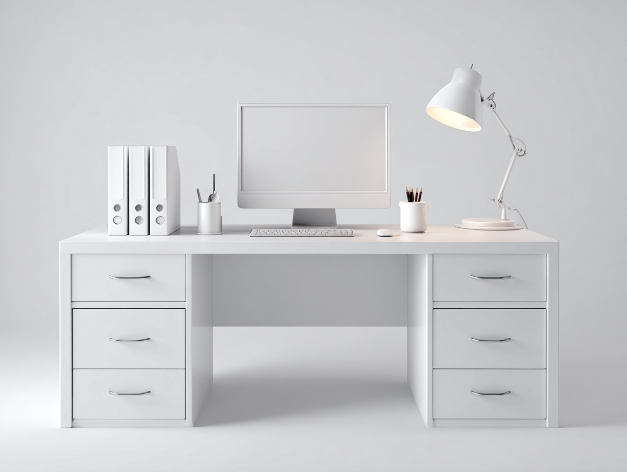 Mesas de oficina madera 140x60x75 cm blanco escritorio almacenamiento doble moderno-Monavahaven