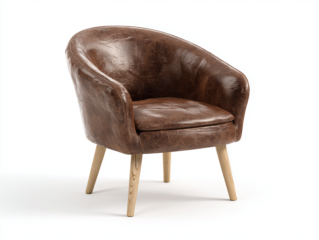 Sillón de piel cuero madera 70x65x75 cm marrón sillón moderno compacto-Monavahaven
