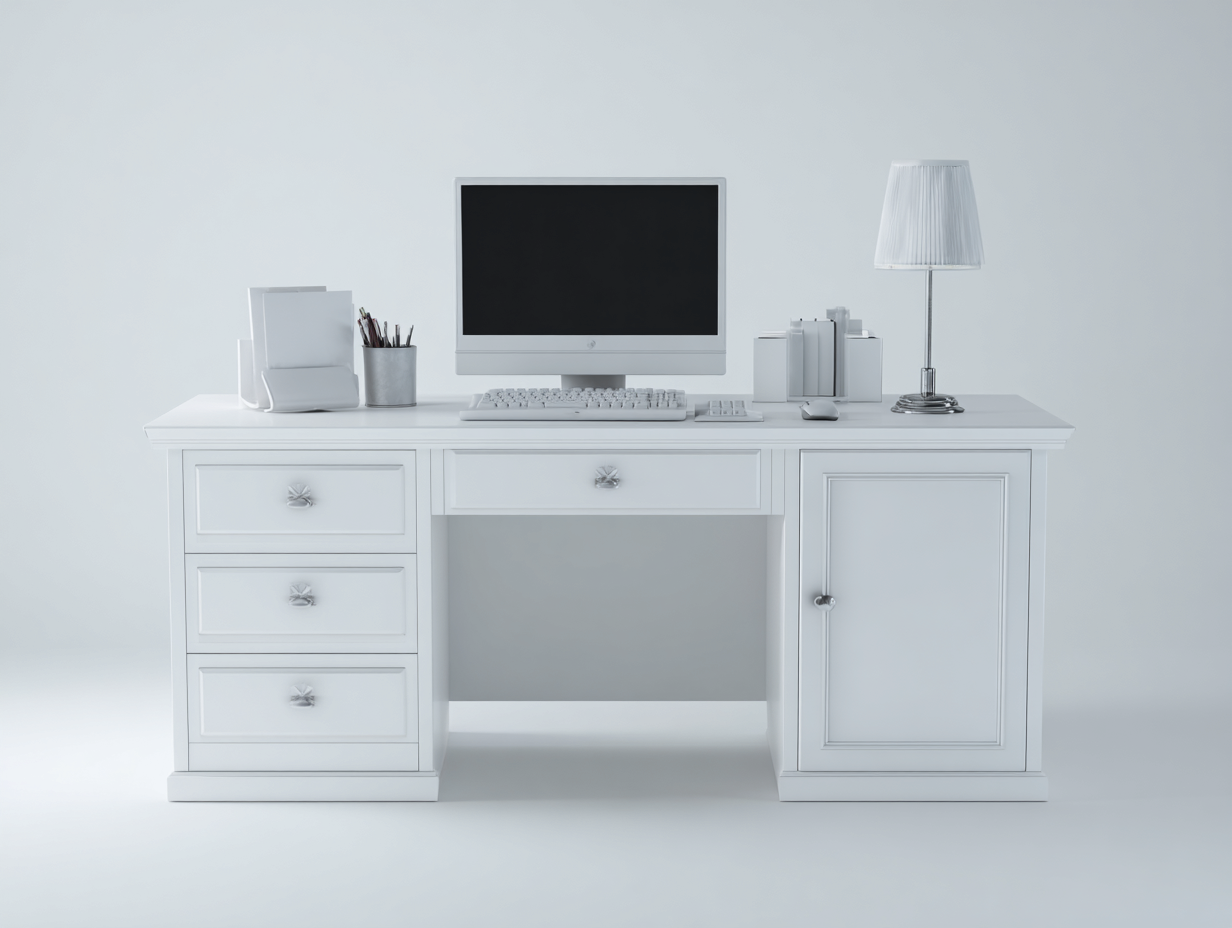 Mesas de oficina madera 150x65x75 cm - blanco - diseño clásico con almacenamiento funcional-Monavahaven