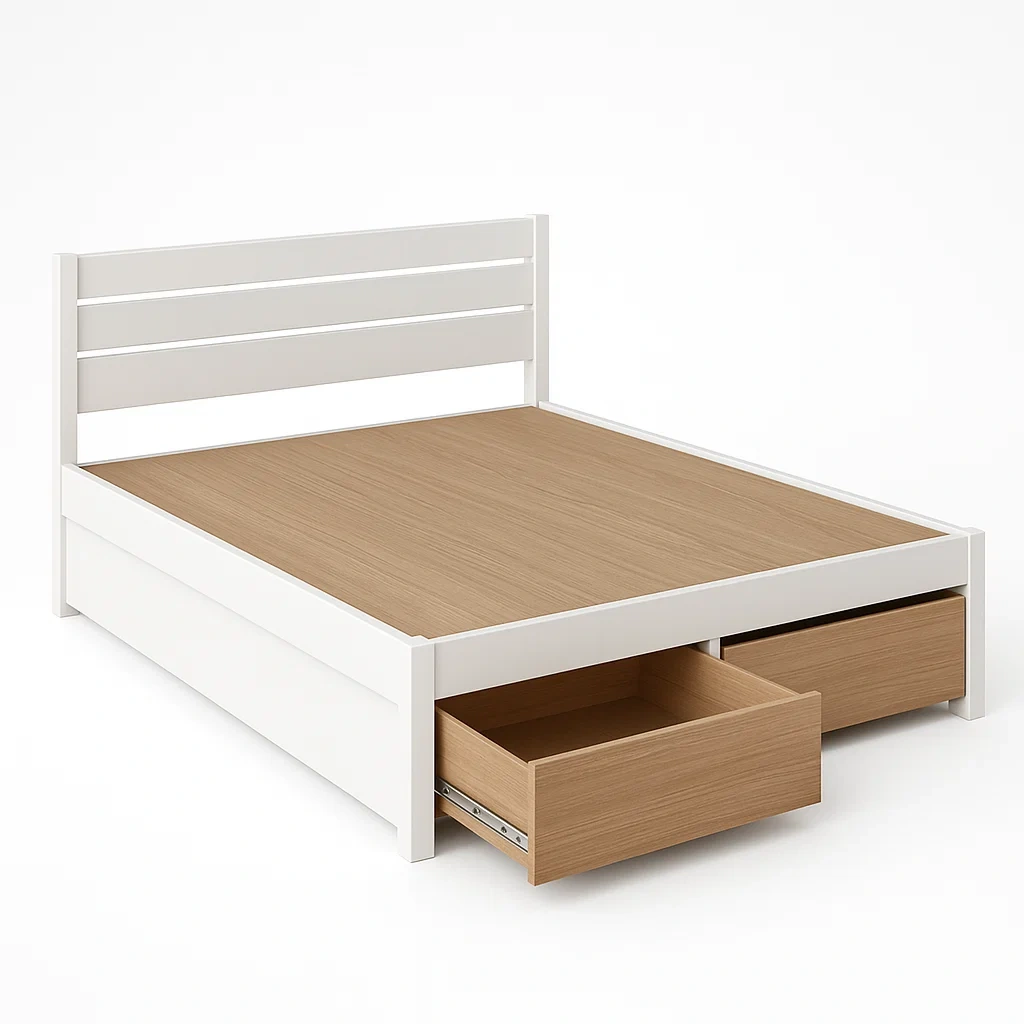 Lit double en bois avec tiroirs 200x160 cm-LUXFUR NITA