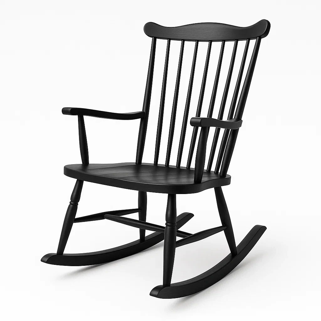 Chaise à bascule en bois noir-LUXFUR NITA