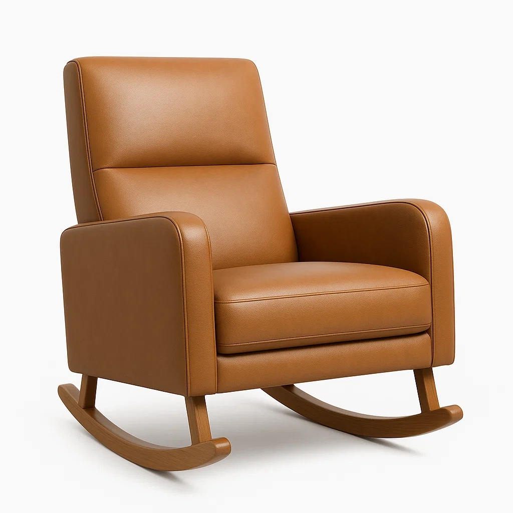 Fauteuil à bascule en cuir Marron-LUXFUR NITA
