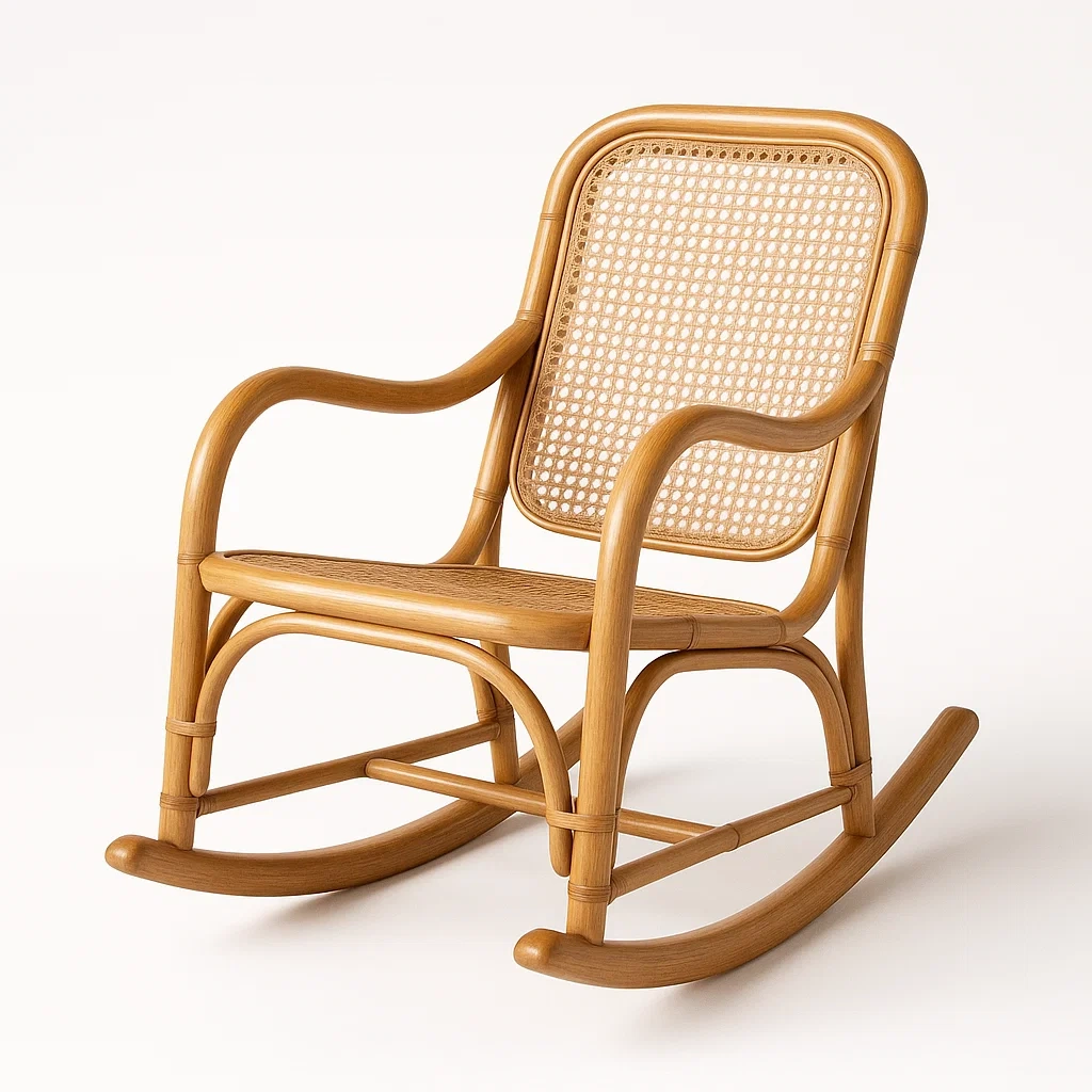 Chaise Berçante en Rotin avec Dossier et Assise en Rotin-LUXFUR NITA