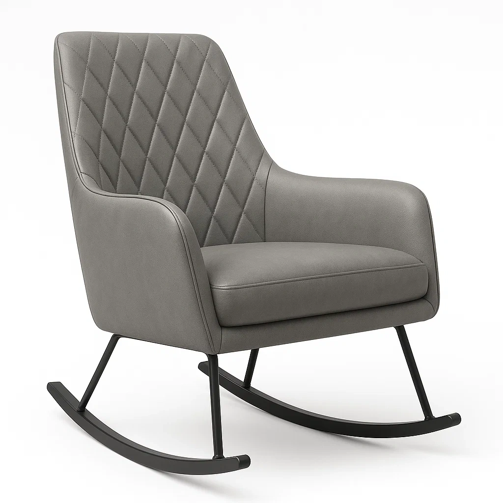 Fauteuil à bascule en cuir synthétique gris-LUXFUR NITA