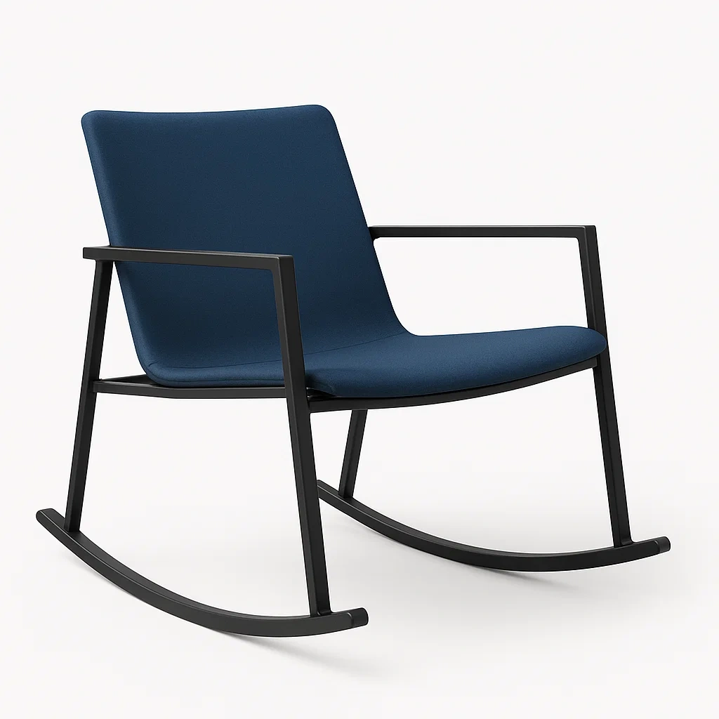 Chaise à bascule en métal et tissu bleu-LUXFUR NITA