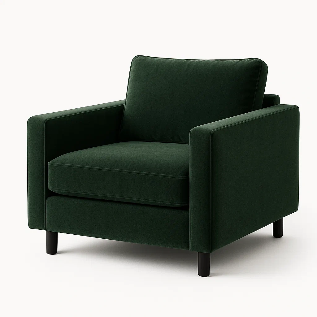 Fauteuil en Tissu Vert Polyester 85x90x85 cm-LUXFUR NITA