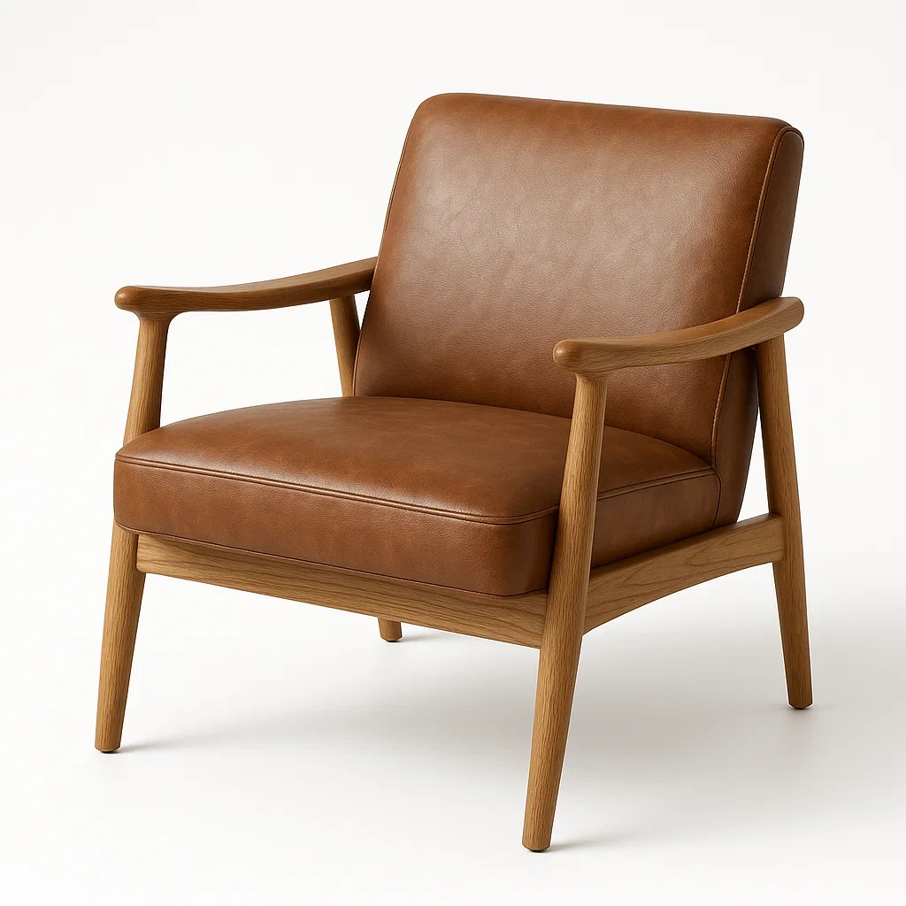 Fauteuil en cuir synthétique et chêne-LUXFUR NITA