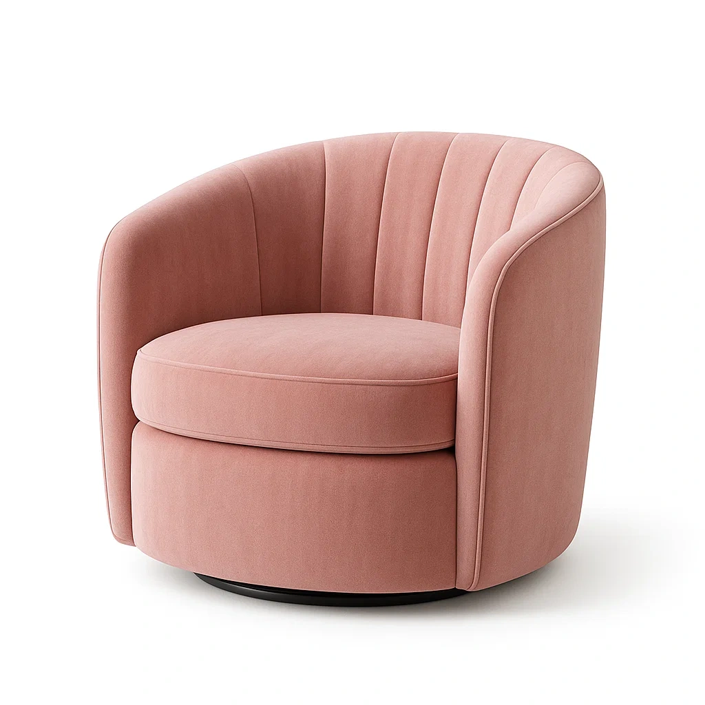 Fauteuil pivotant en velours rose-LUXFUR NITA