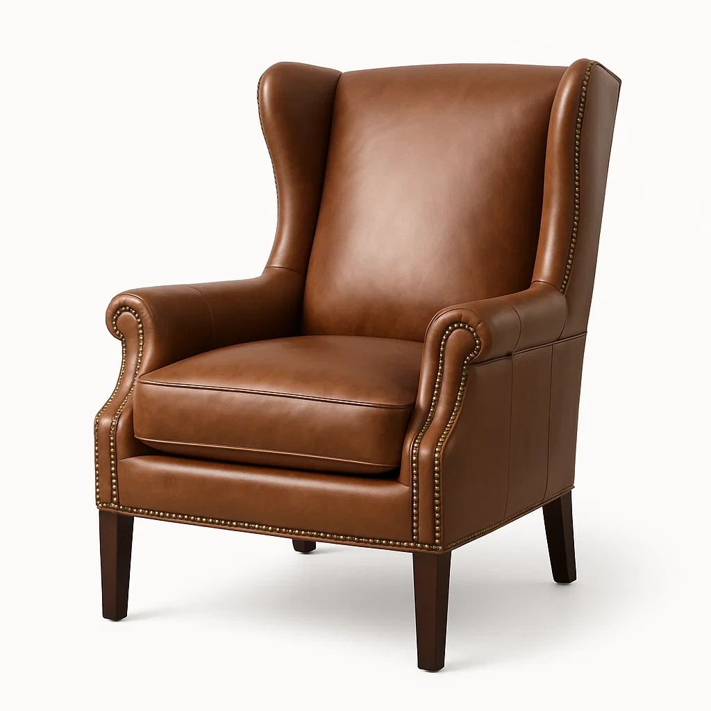 Fauteuil en Cuir avec Accoudoirs-LUXFUR NITA