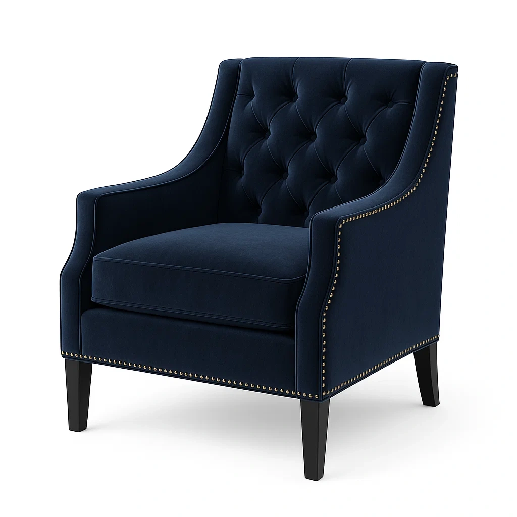 Fauteuil en velours avec clous décoratifs-LUXFUR NITA
