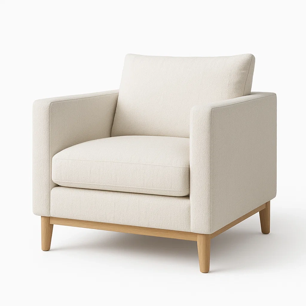 Fauteuil en tissu polyester avec cadre en bois massif-LUXFUR NITA
